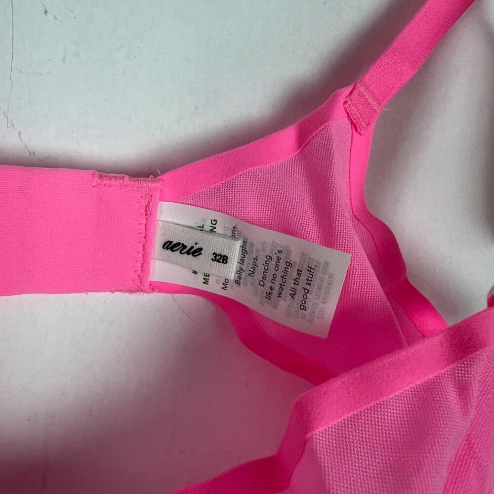 NWT Aerie SMOOTHEZ Mesh Unlined Balconette Bra Underwire Pink Size 32B NEW - Picture 4 of 6